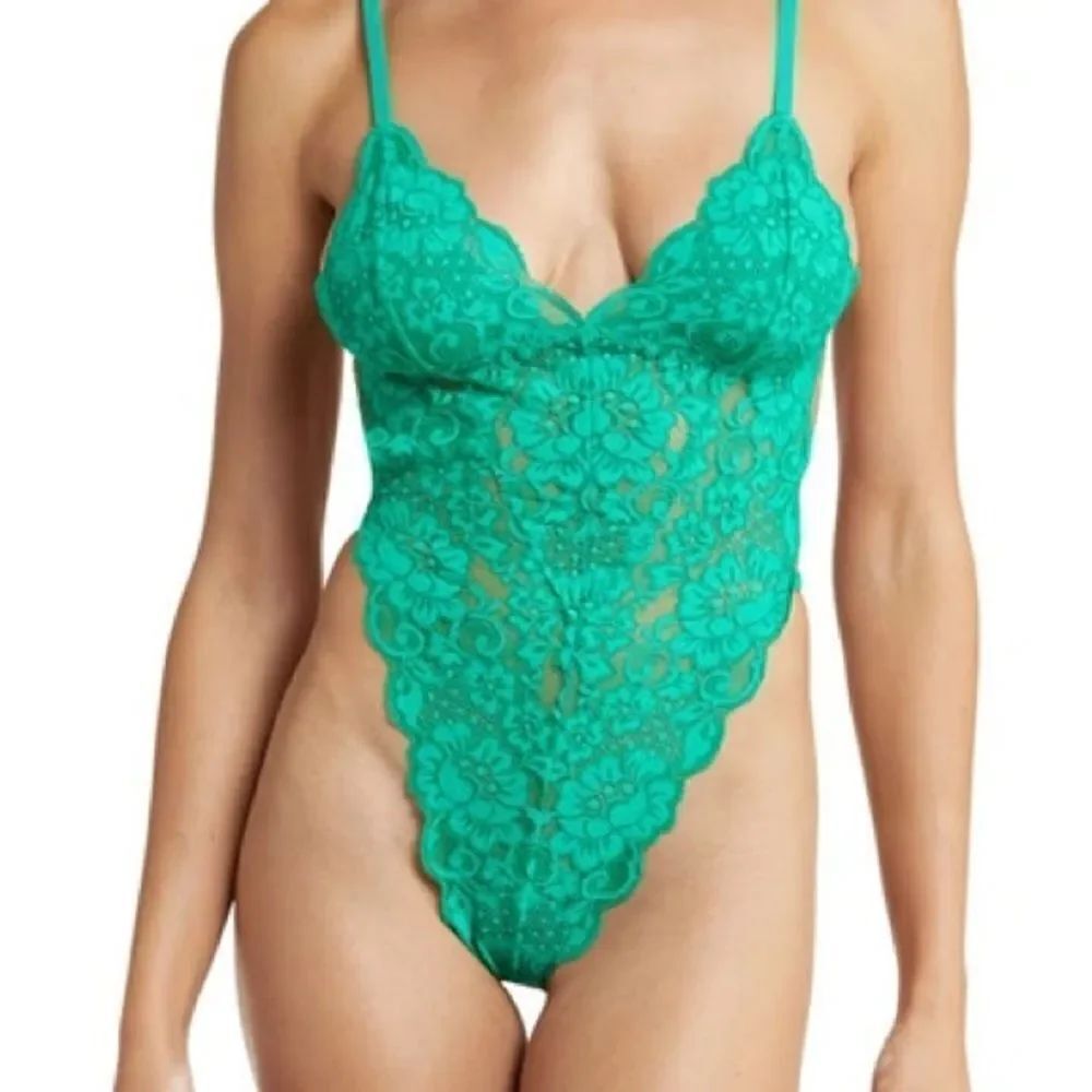 WE ARE HAH CHASE HAHROUND LACE TEDDY IN EMERALD NWT SZ L